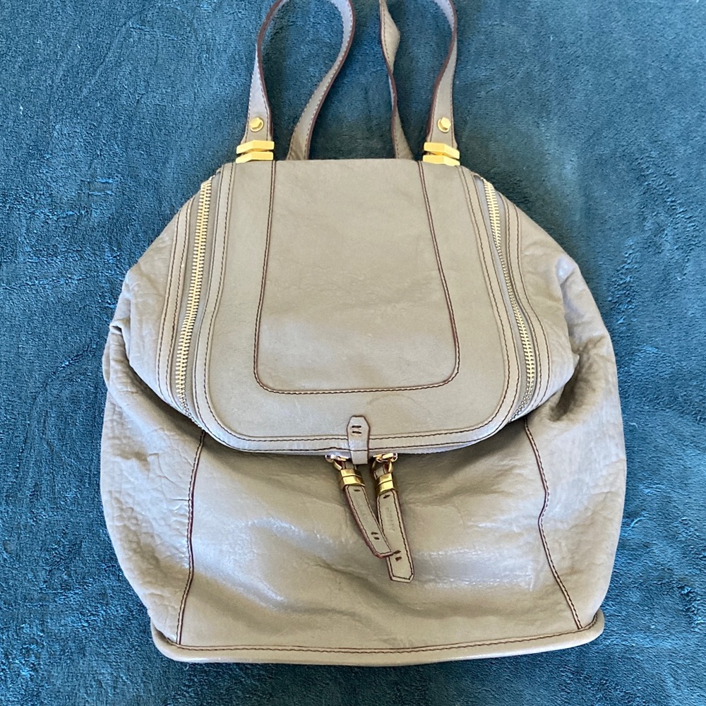 orYANY Zahara Gray Leather Backpack with Gold Accents - Picture 2 of 15